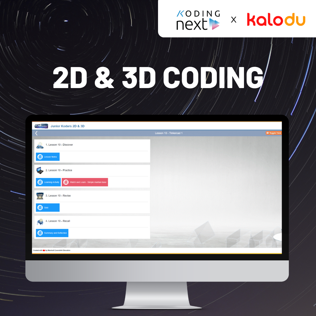 Koding Next 2D/3D coding programme for Children - Chapter Menu