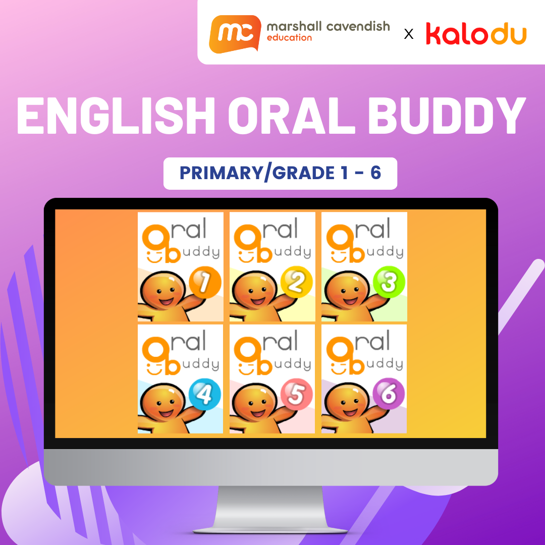 English Oral Buddy by Marshall Cavendish Education for Primary 1, 2, 3, 4, 5, 6. Oral Buddy equips Primary School students with clear strategies to tackle the three components of English Oral: reading aloud, picture discussion and conversation. The step-by-step approach, with guided practices, helps students acquire oral skills with confidence. 
